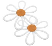 Abaodam Lot de 2 Décorations Murales Bohèmes Tissées Marguerite 25 CM en Macramé Blanc à Suspendre Murale Garçon et Filles pour Chambre Fille Décoration D’Étagère Chambre D’Garçon et