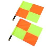Abaodam Lot de 2 Drapeaux d'Arbitre à Grands Carreaux avec Poignée en Mousse Antidérapante Équipement Léger et Portable pour Arbitrage Football Volley-Ball et Athlétisme avec Paquet de