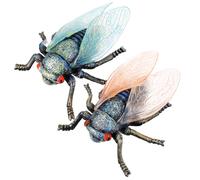 Abaodam Lot de 2 Figurines D’Insectes Cigales Réalistes en Plastique Modèles Éducatifs de Simulation Décoration Colorée Bleu et Orange pour Chambre D’Garçon et Filles et Espace