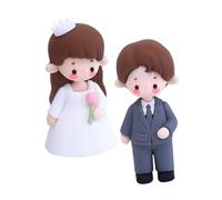 Abaodam Lot de 2 Figurines de Mariés pour Gâteau Mariage, Décorations Souples en PVC, Blanc et Noir, 7 Cm, Centre de Table de Mariage et Décoration de Cupcake, Accessoires pour Fêtes
