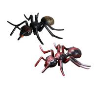 Abaodam Lot de 2 Fourmis Miniatures Noires et Rouges en Plastique Réaliste, Jouets Éducatifs pour Garçon et Filles, Modèles Animaux de Simulation pour Apprentissage et Décoration