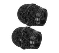 Abaodam Lot de 2 Grilles Métalliques de Remplacement pour Microphone, Tête Sphérique Noire, Structure Anti-éclaboussures, Compatible Karaoké et Studio, Pièces de Micro sans Fil, Fixation