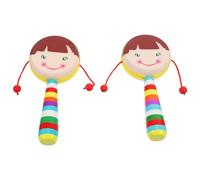 Abaodam Lot De 2 Hochets En Bois Pour Bébé Imprimés De Dessins Animés Sûrs Et Stimulants Pour La Motricité De Bébé