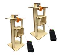 Abaodam Lot de 2 Kits D’Assemblage D’Ascenseur en Bois, Jouets Éducatifs Stem pour Garçon et Filles, Projets Scientifiques DIY, Développement Manuel et Coordination Œil-Main, Jouets