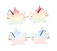 Abaodam Lot De 2 Lunettes De Soleil Luau Party Motif Feuille D'Érable Pour Femme Pour Enterrement De Vie De Jeune Fille Amusantes Élégantes Sans Monture Pour Femme