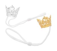 Abaodam Lot de 2 Mini Couronnes pour Hamsters et Petits Animaux - Couronne D’Anniversaire Dorée et Argentée en Matériaux Ultra-Légers - Accessoires de Déguisement pour Fête et Séance