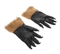 Abaodam Lot de 2 Moufles Pelucheuses de Loup pour Cosplay D'halloween, Taille 30 X 16 Cm, Accessoires Effrayants de Fête, Pattes de Loup Sauvage pour Déguisement Garçon et Filles