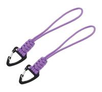 Abaodam Lot de 2 Mousquetons Porte-clés Robustes en Alliage D'aluminium avec Sangle Paracorde en Polyester, pour Camping et Voyage, Utilisation Badge Lanière et Corde de Survie