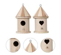 Abaodam Lot de 2 Nichoirs en Bois Léger pour Jardin, Décoration Intérieure et Extérieure, Nid D'oiseau Simulé DIY Porte Cœur et Porte Ronde, Ornement Décoratif Artisanal pour Observation