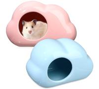 Abaodam Lot de 2 Nids de Hamster en Céramique Forme Nuage, Cachette Rafraîchissante D'été, Facile à Nettoyer, Améliore la Qualité du Sommeil pour Souris et Hamsters