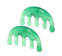 Abaodam Lot de 2 Peignes de Massage du Cuir Chevelu en Résine Verte, Grandes Dents 5 Branches, Peigne Gua Sha Japonerie pour Stimulation, Détente Musculaire et Soin Spa Capillaire