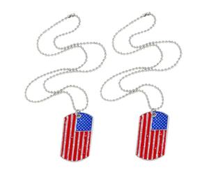Abaodam Lot de 2 Pendentifs Drapeau Américain en Alliage Collier Pendentif pour Pull Chaîne Décorative Autour du Cou Accessoire Mode Unisexe pour Fêtes et Réunions Bijoux Patriotique
