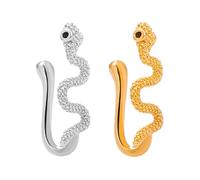Abaodam Lot de 2 Pince-nez Non Percés en Cuivre Doré et Blanc, Anneaux de Nez à Clip Serpent U-shape, Bijoux de Nez Femme sans Piercing, Accessoires pour Fêtes et Club