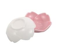 Abaodam Lot de 2 Plateaux à Bijoux en Céramique Motif Floral Organisateur de Coiffeuse Multifonction Vide-Poches Décoratif Blanc et Rose Plateau Petit Format pour Rangement Bijoux