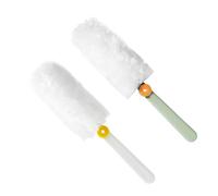 Abaodam Lot de 2 Plumeaux à Main Rotatifs Microfibre Blanc et Vert Outils de Nettoyage Ménager Antistatiques Dépoussiérage pour Maison et Bureau Tête Lavable et Remplaçable pour