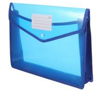 Abaodam Lot de 2 Pochettes Étanches A4 Transparentes, Paquet à Dossiers Bleu Bouton-pression, Organisateur de Documents Léger et Résistant pour Bureau et Voyage, Accessoires de Classement