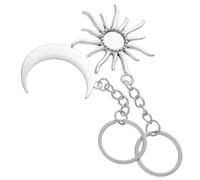 Abaodam Lot de 2 Porte-clés Lune et Soleil en Alliage Vintage Argenté, Breloques Spirituelles Décoratives pour Paquet et Clés, Accessoire Symbolique pour Couples et Usage Quotidien
