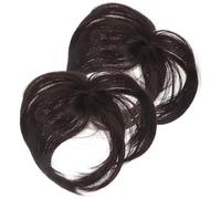 Abaodam Lot de 2 Postiches Lisses pour Cheveux Clairsemés, Postiche Supérieure 15 Cm en Fibres Synthétiques, Couleur Brun Foncé, Clips Pratiques, Couvrant Cheveux Blancs pour Coiffure