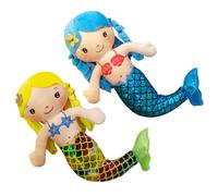 Abaodam Lot de 2 Poupées Sirènes en Peluche pour Garçon et Filles, 30 Cm, Coton PP Doux, Bleu et Jaune, Jouet Sirène de Dessin Animé, Présent Garçon et Filles pour Chambre et Jeu