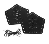 Abaodam Lot de 2 Protège Bras Renaissance en Similicuir Noir, Attelle de Bras Flexible et Ajustable pour Cosplay Médiéval Nordique, Accessoires Costume Armure D'avant pour Halloween
