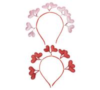 Abaodam Lot de 2 Serrage-têtes à Paillettes de Cœur Rouge et Rose, Accessoires Cheveux Saint-valentin et Mariage, Bandeaux Décoratifs pour Fêtes et Cérémonies, Accessoire Coiffure Féminin