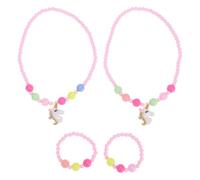 Abaodam Lot de 2 set de Bracelets Licorne pour Fille en Rose Collier Garçon et Filles Pendentif Licorne Cartoon Accessoires Simples et Légers pour Fêtes Voyages et Activités