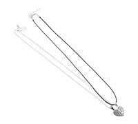 Abaodam Lot de 2 set de Colliers Assortis Magnétiques de Cœur Pendentifs Unisexes Noirs et Argentés Bijoux d'Amitié et d'Amour pour Couples Présent Saint-Valentin Romantique et
