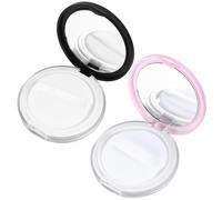 Abaodam Lot de 2 Sets de Sets de Porte-éponge à Maquillage avec Miroir et Filet Élastique, Récipient à Poudre Portable en PP pour Voyage et Usage Familial, Design Pratique et Élégant