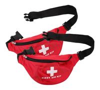 Abaodam Lot de 2 Trousses de Secours Portables en Nylon Rouge, Grosse Capacité, Rangement Pratique, pour Activités en Extérieur et Domicile