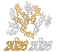 Abaodam Lot de 20 Breloques 2026 en Alliage Électroplaqué, Accessoires de Bijoux Chics pour Fabrication de Bracelets et Colliers, Charme Graduation Unisexe pour Fête et Nouvel An, Grand