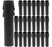 Abaodam Lot de 24 Couvercles de Douilles de Bougies en Pp Noir, Légers et Modernes, Accessoires pour Réparation de Lustres et Bougies Décoratives