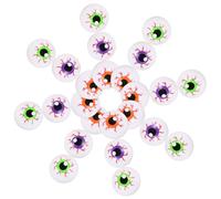 Abaodam Lot de 24 Yeux Creux Rebondissants en Plastique 27 CM Perles Œil de Terreur Halloween Couleurs Vives Violet Orange et Vert Décoration Interactive pour Fêtes et Cosplay