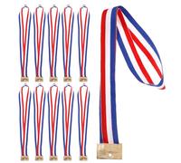 Abaodam Lot de 25 Rubans de Médailles en Polyester aux Trois Couleurs Rouge Blanc Bleu, Faciles à Accrocher et Retirer, pour Jeux de Fête et Courses de Relais
