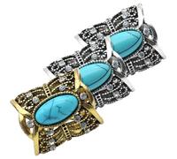 Abaodam Lot de 3 Anneaux de Boucle D’Écharpe Vintage Creux en Alliage Incrustation de Turquoise Naturelle 2 Argenté Ancien 1 Bronze Ancien Accessoires Décoratifs pour Foulards Châles