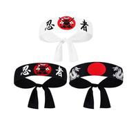 Abaodam Lot de 3 Bandeaux de Ninja Japonerie Hachimaki en Tissu Résistant, Motifs Dragon et Samouraï, Taille Unique, pour Karaté, Cosplay et Fêtes Costumées