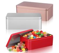 Abaodam Lot de 3 Boîtes Rectangulaires en Fer-blanc Couvercle, Boîte de Rangement Multifonctionnelle Portable pour Bureau Cuisine, Design Simple et Élégant