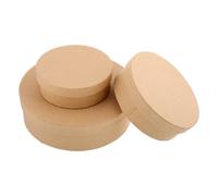 Abaodam Lot de 3 Boîtes Rondes en Papier Kraft Tailles 16,5x5 Cm 12,5x4 Cm et 10,5x3,5 Cm Boîte de Rangement DIY pour Bonbons Thé et Présents pour Friandises et Pâtisserie