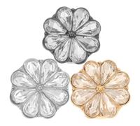 Abaodam Lot de 3 Boutons de Manchette à Fleurs en Alliage de Zinc avec Décoration Brillante Coffret Présent pour Femmes Motifs Floraux Argenté Or et Noir Accessoires Élégants pour