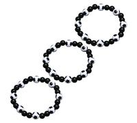 Abaodam Lot de 3 Bracelets Délicats de Football Noir et Blanc Bracelet à Billes Décoratives Résistant à L'usure pour Hommes Accessoire Sportif pour Fans de Football Présents Souvenir