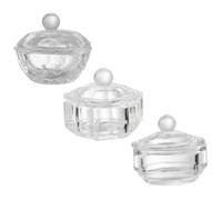 Abaodam Lot de 3 Coupelles à Ongles Cristal en Verre Borosilicaté Haute Transparence, Récipients pour Liquide Acrylique et Poudre, Usage Professionnel en Salon de Manucure