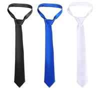 Abaodam Lot de 3 Cravates pour Hommes en Satin Uni, Couleur Noire Blanche et Bleu Royal, Style Classique, Accessoires de Costume pour Mariage, Fête et Occasions Formelles
