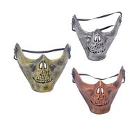 Abaodam Lot de 3 Demi-masques de Crâne en Plastique, Masque Squelette Demi-visage Confortable Bande Élastique Réglable pour Costume Party et Déguisement Halloween