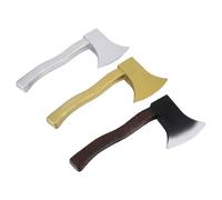 Abaodam Lot de 3 Fausses Haches en Polyuréthane Léger - 1 Dorée 1 Argentée 1 Réaliste - Accessoires de Déguisement pour Halloween Fête Costumée Viking Bûcheron et Pirate D’Halloween