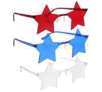 Abaodam Lot de 3 Lunettes de Soleil sans Monture D'étoile, Verres Rouge, Transparent et Bleu, Accessoires Patriotiques pour Fête de L'indépendance, Lunettes de Parti et Carnaval