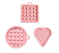 Abaodam Lot de 3 Moules à Gâteau en Silicone pour Gaufres Forme Carrée, Ronde et Cœur, Cuisson Sûre Four, Facile à Nettoyer, Fabrication de Chocolat Maison Couleur Couleur Aléatoire