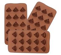 Abaodam Lot de 3 Moules en Silicone 15 Cavités Forme Caca Chocolat Marron, Silicone Alimentaire, Antiadhésif et Réutilisable, pour Pâtisserie Créative, Fêtes et Présents Gourmands