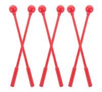 Abaodam Lot de 3 Paires de Maillets de Percussion en Plastique Rouge Baguettes Longues pour Marimba Xylophone et Carillons Outils Légers Adaptés à L’Apprentissage Musical en Classe et