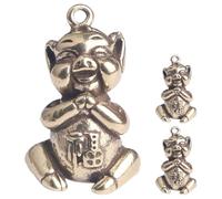 Abaodam Lot de 3 Pendentifs Cochon en Laiton Vintage, Breloques Rétro Artisanales, Charms DIY pour Porte-clés, Décoration Suspendue Polyvalente Bureau et Présent Fête des Pères