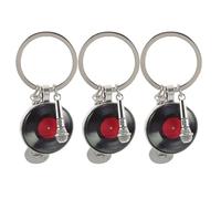 Abaodam Lot De 3 Porte-Clés avec Pendentif en Forme De Note De Musique, en Forme De Disque Vinyle Ou De Microphone. Porte-Clés en Métal, Mini Microphone, Breloque pour