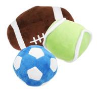 Abaodam Lot de 3 Set de Balles d'Entraînement Sportives pour Chiens et Chats en Peluche Douce Mini Ballons de Football Rugby et Tennis Résistants à Mâcher Jouets Interactifs pour Usure